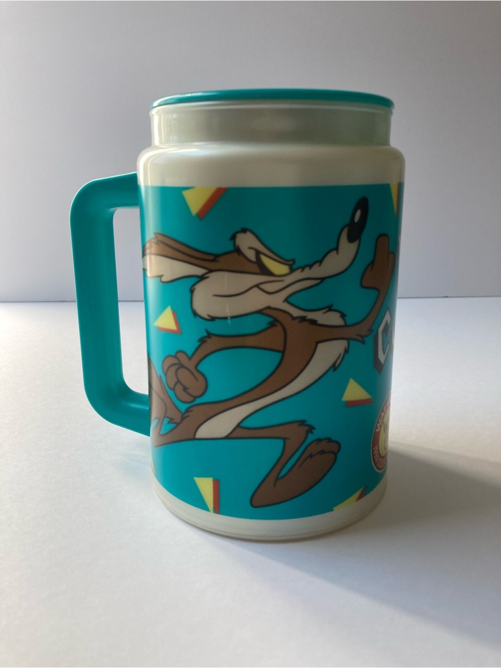 Wile E Coyote Insulated Travel Mug w Lid Looney Tunes 1994 Warner Bros Merch VTG
